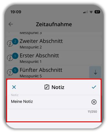 Geöffneter Notiz-Dialog
