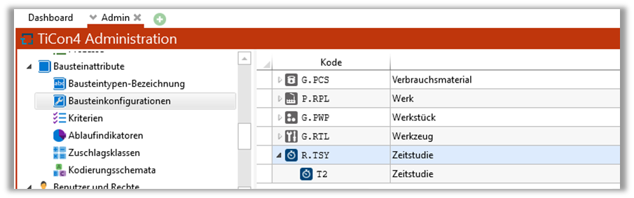 Bausteinkonfiguration Zeitstudie