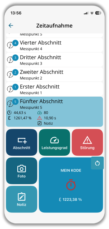 Auswertungsdaten während der Aufnahme