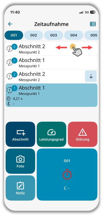 Wechsel durch Swipen