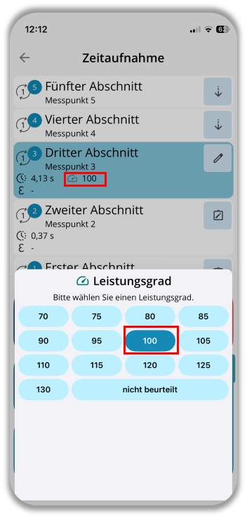 Auswahl des Leistungsgrades