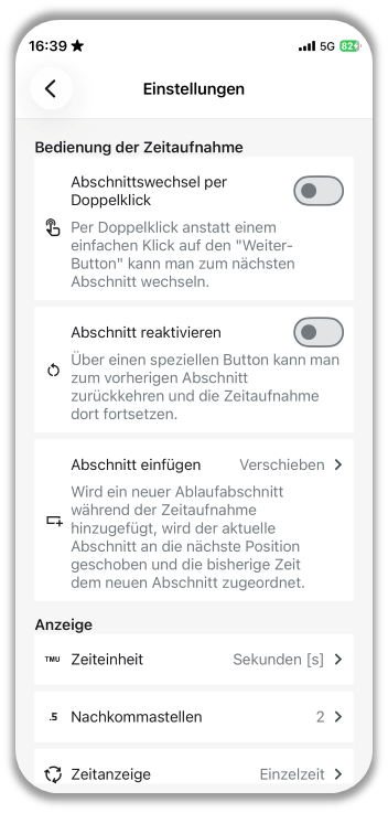 Menü Einstellungen