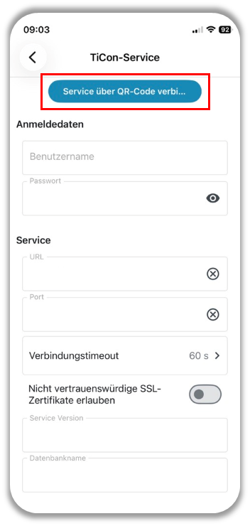 Service über QR-Kode verbinden