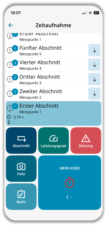 &nbsp;Während der Zeitaufnahme