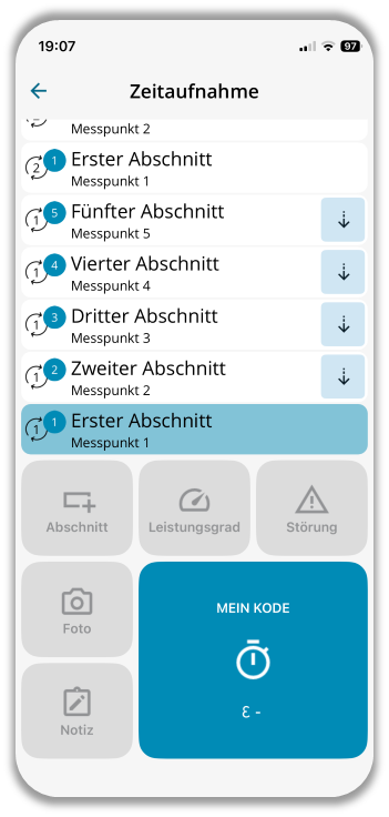 Vor der Zeitaufnahme