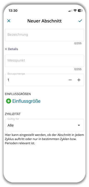 Dialog Neuer Abschnitt