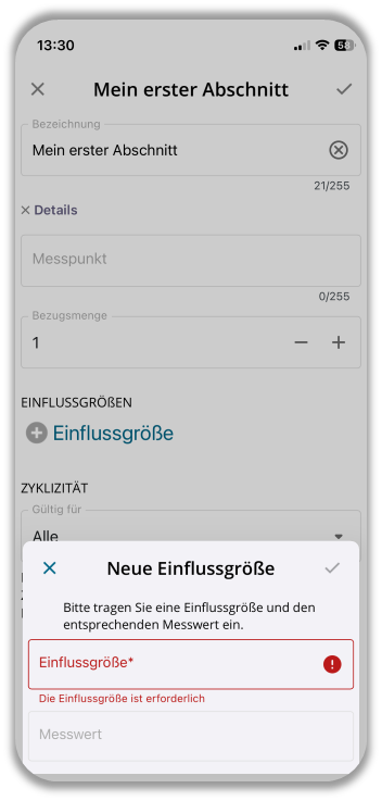 Einflußgröße hinzufügen