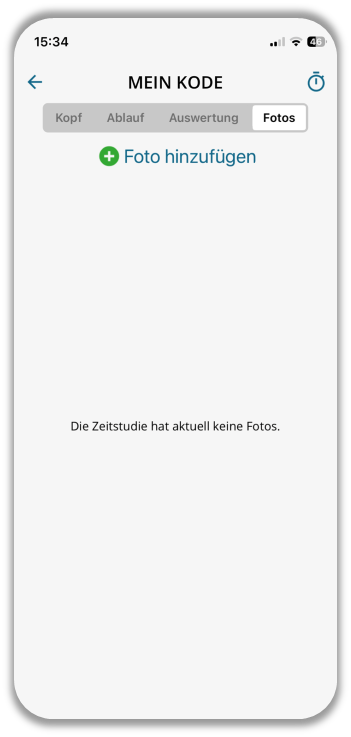 Foto-Tab in Zeitstudie und Abschnitt