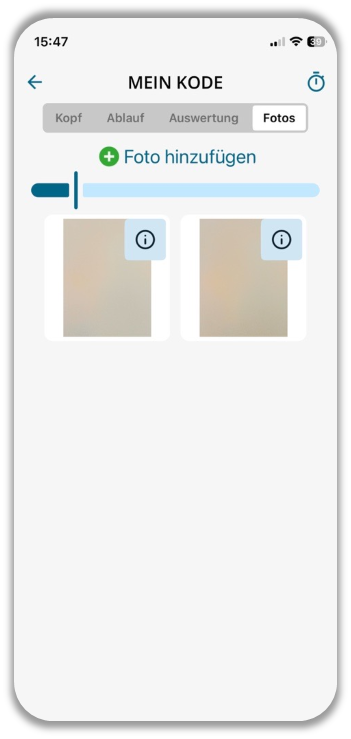 Foto-Tab mit zwei Beispielfotos