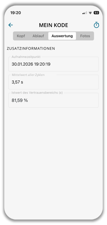 Allgemeine Auswertung der Zeitaufnahme